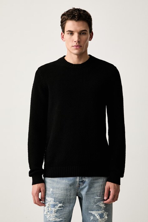 G-Star sweter męski bawełniany Honey comb structure r czarny D27106-D631