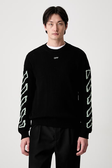 Off-White светр бавовняний чоловічий чорний 44MHE087S26K001001