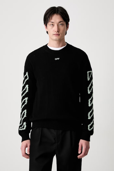 Off-White maglione in cotone da uomo nero 44MHE087S26K001001