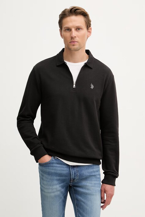 U.S. Polo Assn. bluza męska bawełniana LB Sweat Zip czarna MUP4652