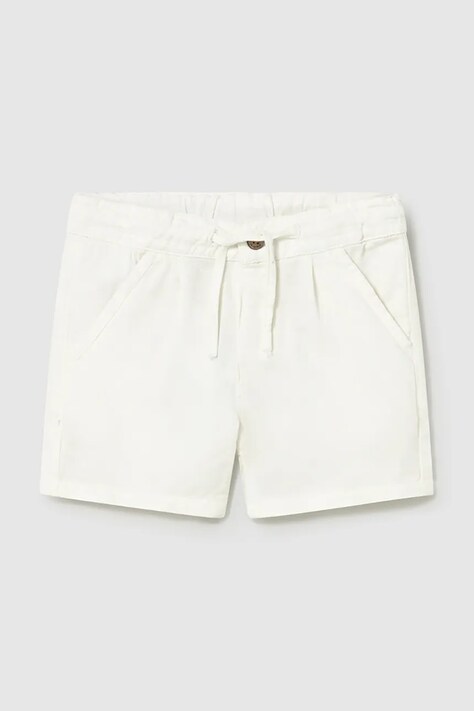 Mayoral szorty z dodatkiem lnu dziecięce kolor biały regulowana talia 1220