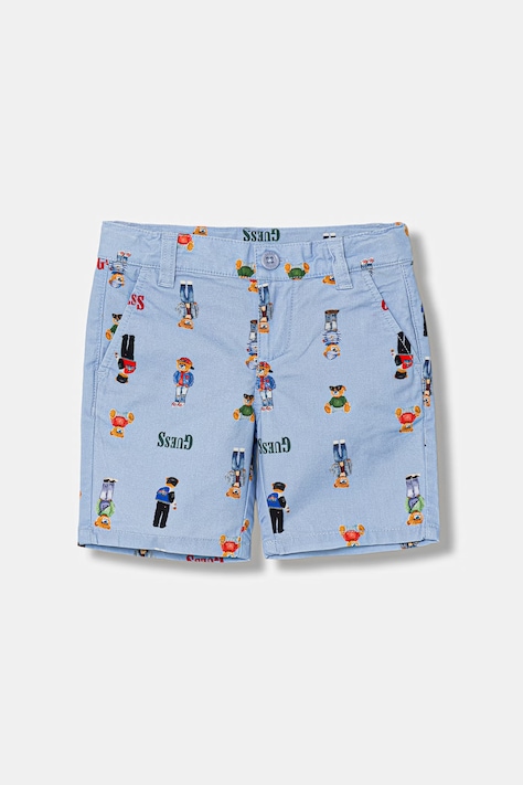 Guess szorty dziecięce bawełniane z elastanem niebieskie regular waist N6RD03 WFY91