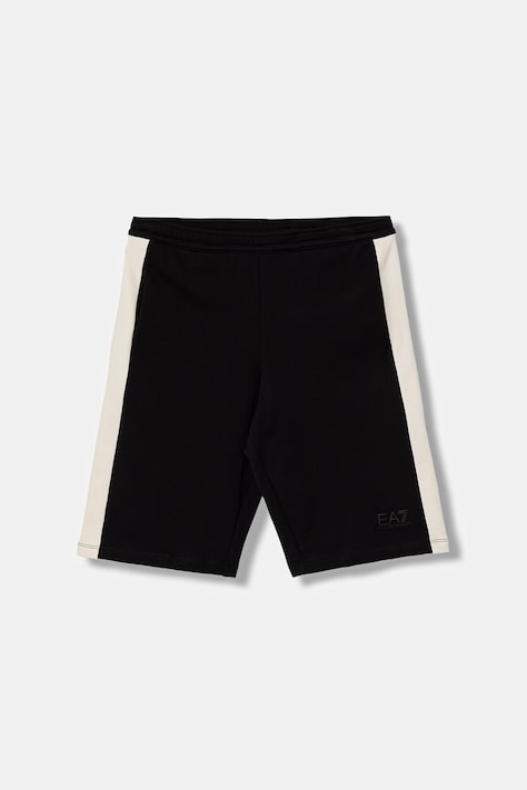 EA7 Emporio Armani szorty dresowe dziecięce bawełniane czarne regular waist 7B000310 AF12451