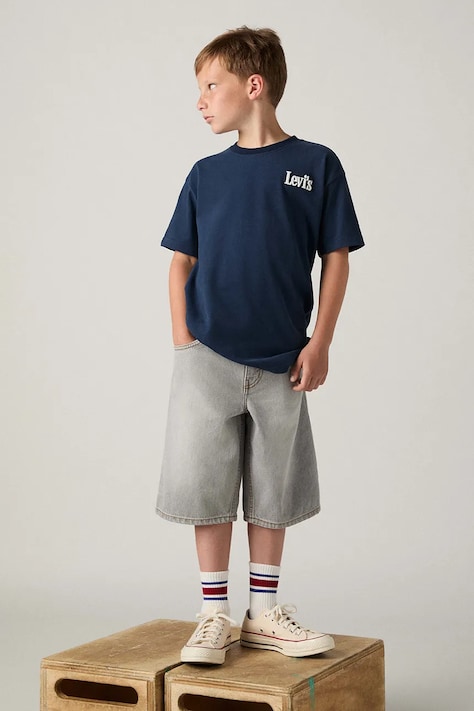 Dětské riflové kraťasy Levi's SKATE SHORTS šedá barva, 9EK286