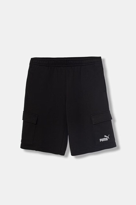 Puma szorty dresowe dziecięce z bawełną ESS No. 1 Logo czarne regular waist 684925