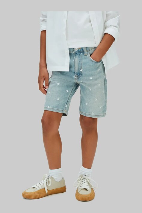 Calvin Klein Jeans szorty dziecięce jeansowe niebieskie regular waist LVCKSJC43B