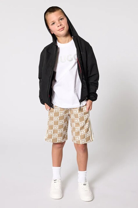 Детские шорты HUGO цвет бежевый регулируемая талия G00999