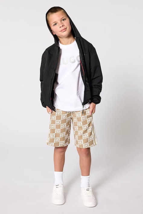 HUGO pantaloni scurți copii culoarea bej, talie reglabilă, G00999