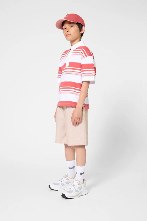 Σορτς με λινό για παιδιά BOSS χρώμα: μπεζ, J52924