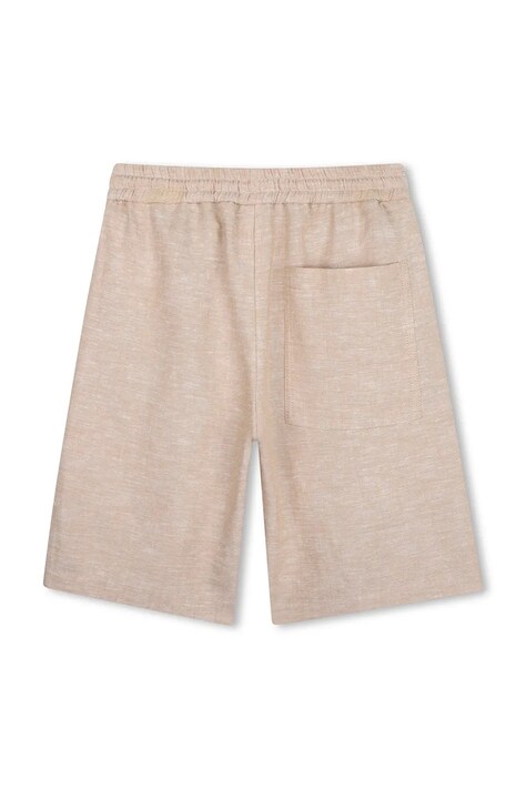 BOSS szorty z dodatkiem lnu dziecięce kolor beżowy melanżowe regulowana talia J52924