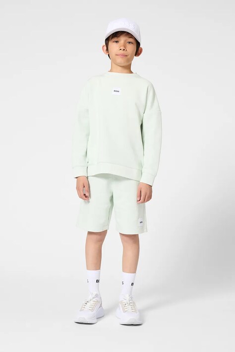 BOSS szorty dziecięce kolor turkusowy regulowana talia J52928