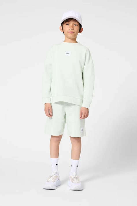 BOSS pantaloni scurți copii culoarea turcoaz, talie reglabilă, J52928