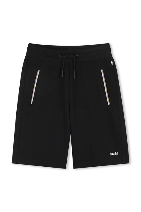 BOSS szorty dziecięce kolor czarny regulowana talia J52932