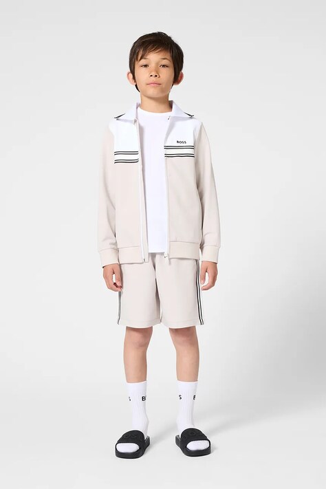 Detské krátke nohavice BOSS béžová farba, nastaviteľný pás J52935
