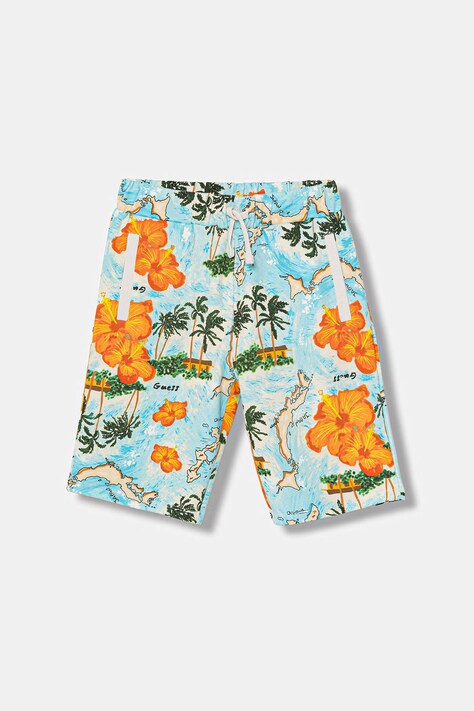 Guess szorty dresowe dziecięce bawełniane niebieskie regular waist