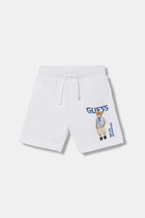 Guess szorty dresowe dziecięce bawełniane białe regular waist N6GD04 KA6R4