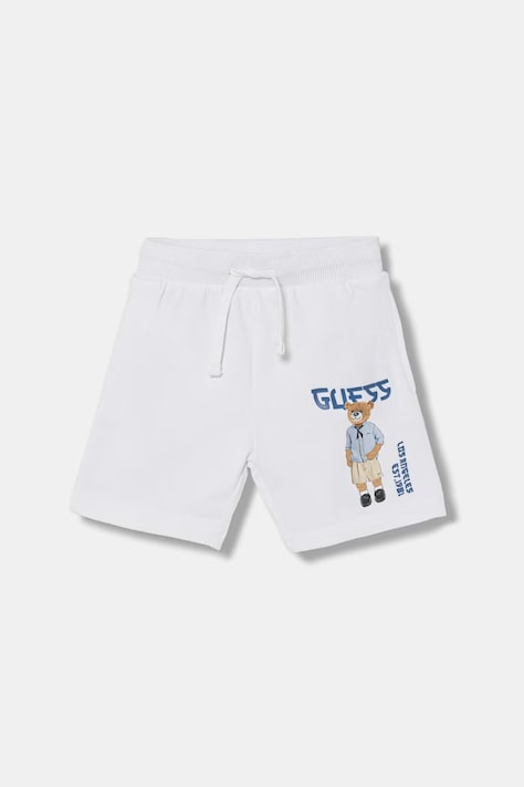 Guess szorty dresowe dziecięce bawełniane białe regular waist N6GD04 KA6R4