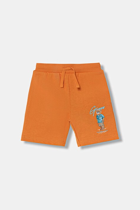 Guess szorty dresowe dziecięce bawełniane pomarańczowe regular waist N6GD04 KA6R4