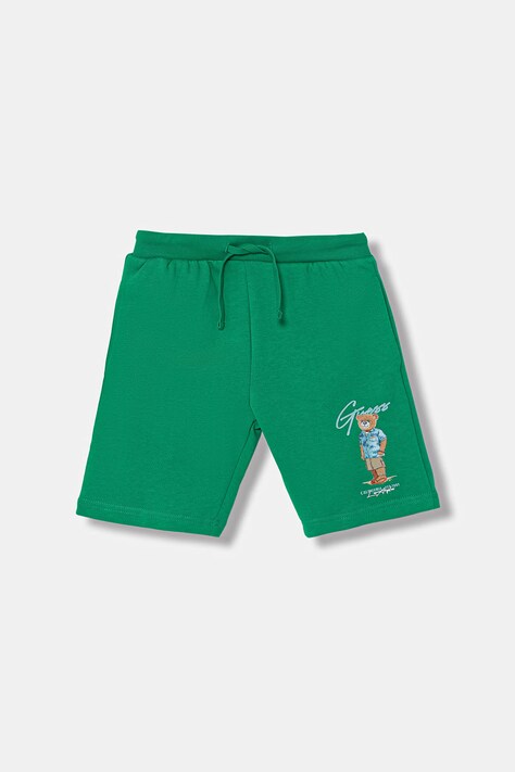 Guess szorty dresowe dziecięce bawełniane zielone regular waist N6GD04 KA6R4