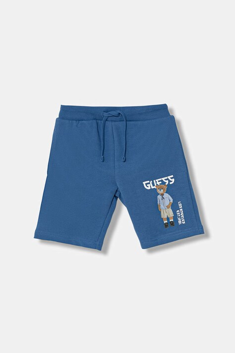 Guess szorty dresowe dziecięce bawełniane niebieskie regular waist N6GD04 KA6R4