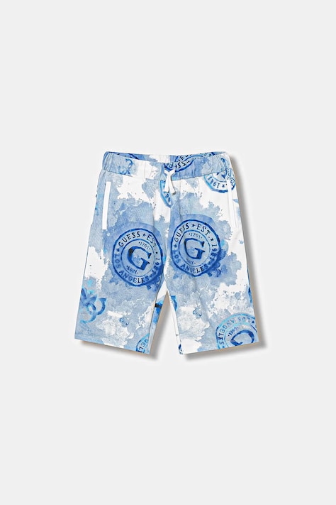 Guess szorty bawełniane dziecięce kolor niebieski regulowana talia L6GD00 KA6R4