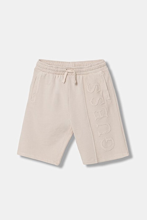 Guess szorty dresowe dziecięce bawełniane beżowe regular waist L6GD01 KA6R4