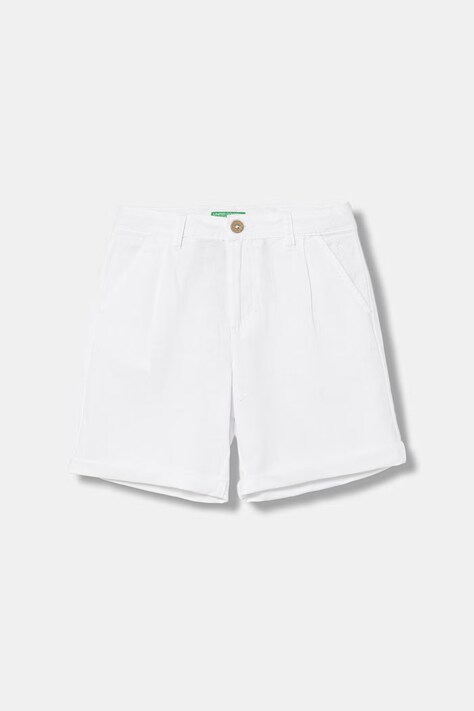 United Colors of Benetton kratke hlače za djecu s lanom bijele spušteni struk 43WBC904I