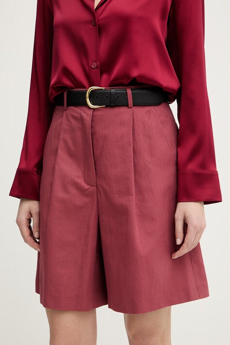 Weekend Max Mara szorty z dodatkiem lnu ECUBA damskie kolor czerwony gładkie high waist 2615141022600
