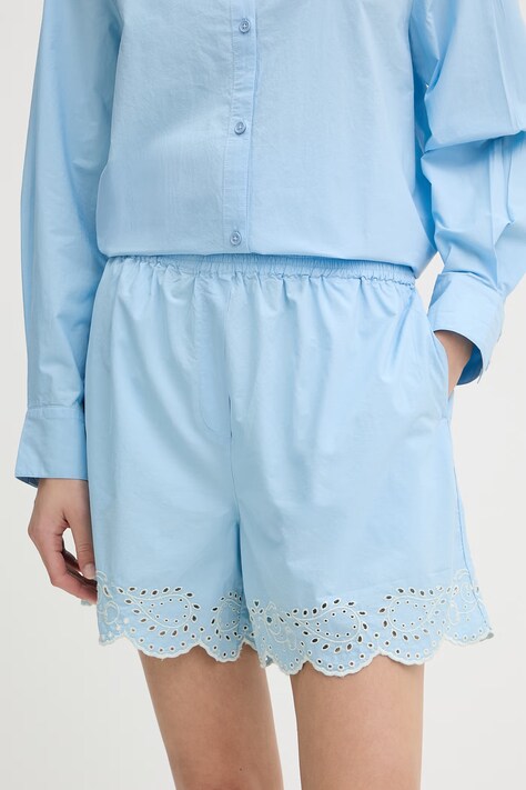 Stine Goya szorty damskie bawełniane niebieskie high waist SG-SS26-P146-2499