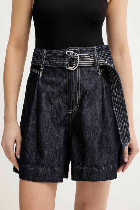 Джинсові шорти BOSS Orange C CARGO SHORT PPB колір синій однотонні висока посадка 50552465