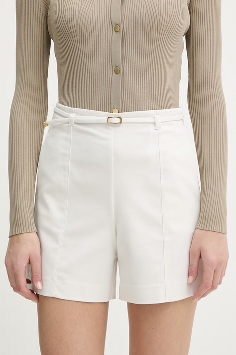 Marciano by Guess szorty eleganckie damskie z bawełną SUNNY beżowe regular waist G6GD10 W1893