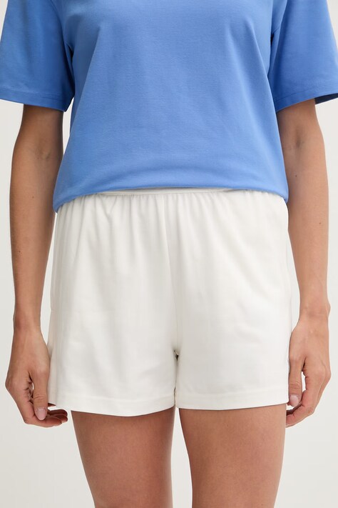 HUGO szorty damskie z bawełną SIGNATURE_SHORT białe high waist 50556815