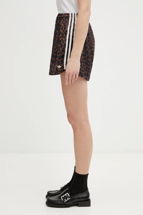 adidas Originals szorty Stn Shorts damskie kolor brązowy wzorzyste high waist KA2673