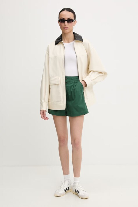 Columbia szorty damskie bawełniane z elastanem Acker Rock zielone high waist 2157091