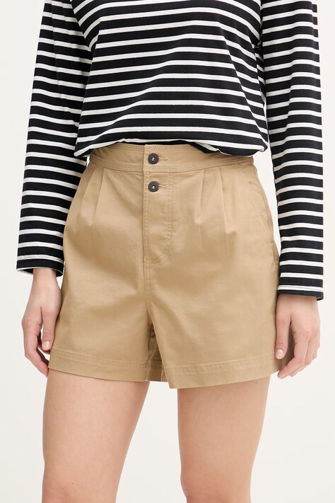 Columbia szorty damskie bawełniane z elastanem Acker Rock beżowe high waist 2157091