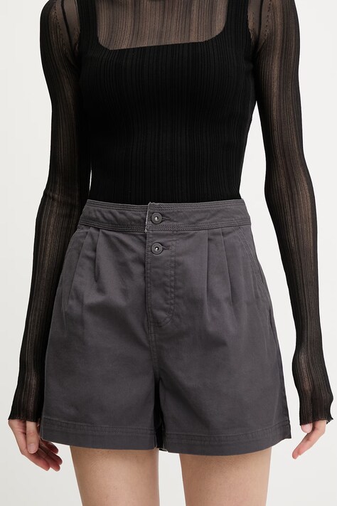 Columbia szorty damskie bawełniane z elastanem Acker Rock szare high waist 2157091