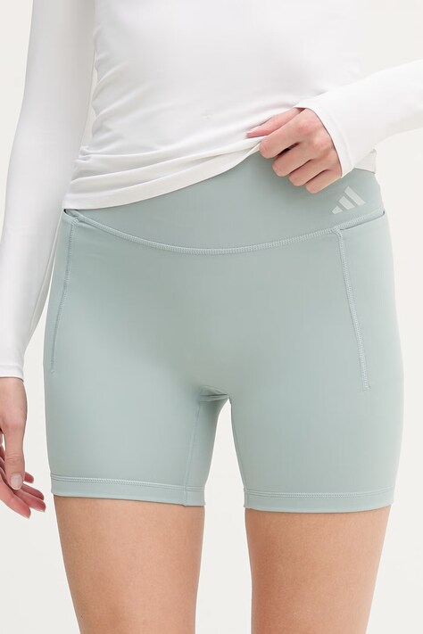 adidas Performance szorty treningowe Optime damskie kolor zielony gładkie high waist JZ1071