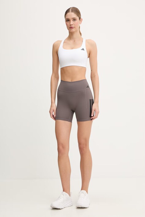 adidas Performance szorty treningowe Optime damskie kolor brązowy z nadrukiem medium waist JZ1099