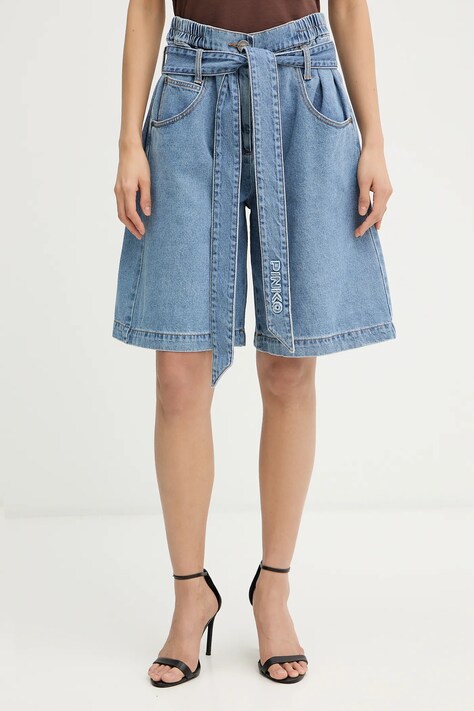 Džínové šortky Pinko dámské, modrá barva, high waist, 106258 A3A9