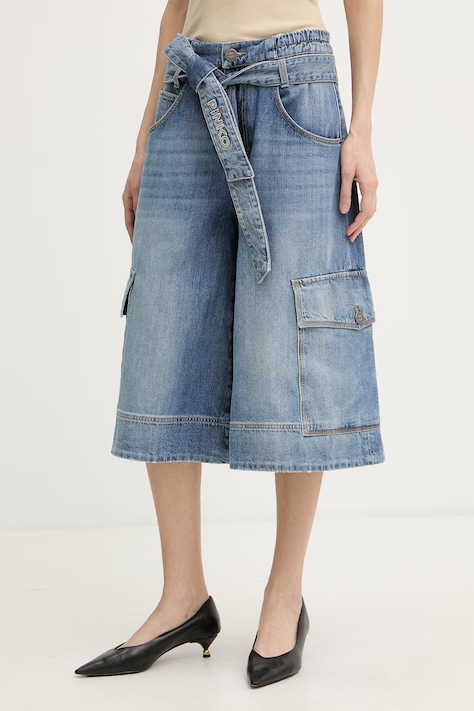 Pinko šortky cargo dámske rifľové modré high waist 106269 A323