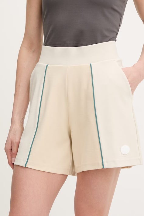 EA7 Emporio Armani szorty damskie kolor beżowy z aplikacją high waist AF13289.7W000915