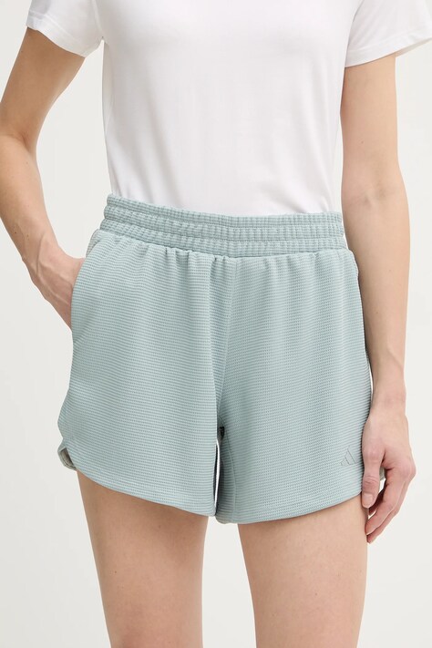 adidas Performance szorty treningowe damskie kolor zielony gładkie medium waist KD0075