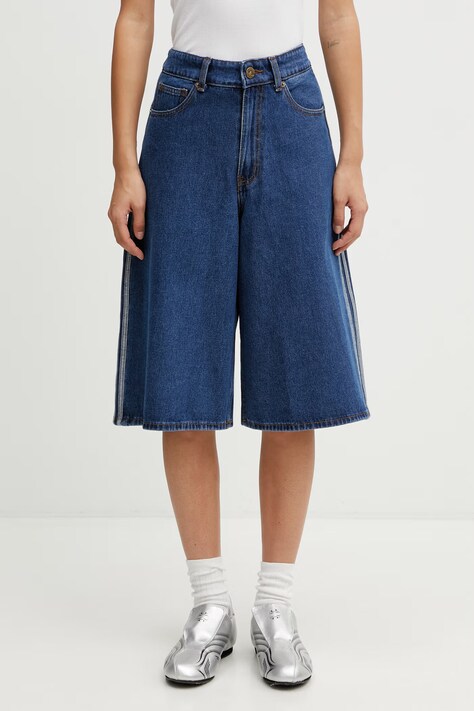 adidas Originals denim shorts Firebird blue color smooth KD2915