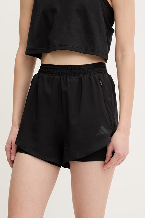 adidas Performance szorty treningowe damskie kolor czarny gładkie high waist KE7399