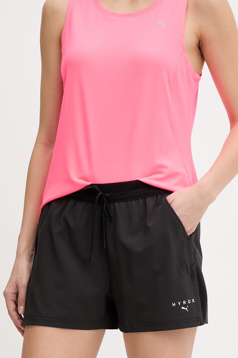 Puma szorty treningowe Dryelite HYROX damskie kolor czarny z nadrukiem high waist 528577