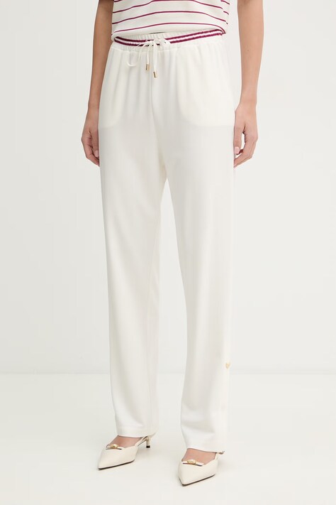 Liu Jo spodnie damskie kolor beżowy proste high waist TA6280 J5942