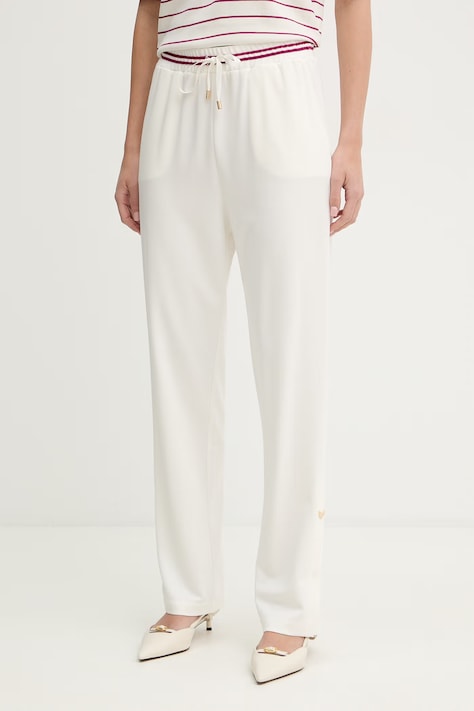 Liu Jo spodnie damskie kolor beżowy proste high waist TA6280 J5942