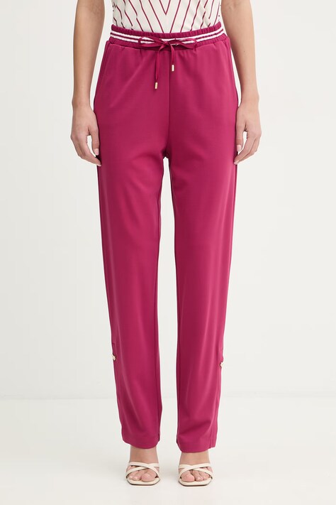 Liu Jo spodnie damskie kolor różowy proste high waist TA6280 J5942