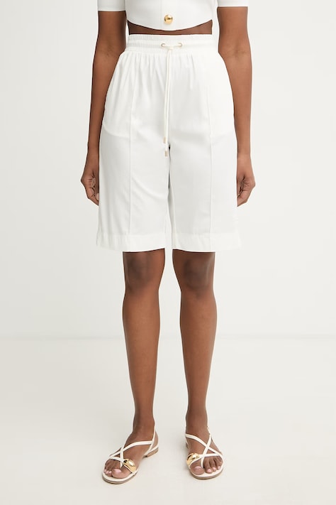 Liu Jo szorty damskie z bawełną beżowe high waist TA6289 T416A