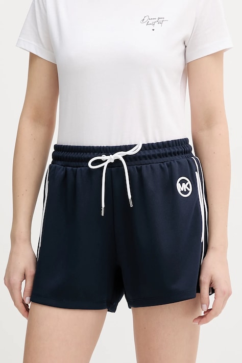 MICHAEL Michael Kors szorty damskie kolor granatowy z aplikacją high waist MR630XBK8N